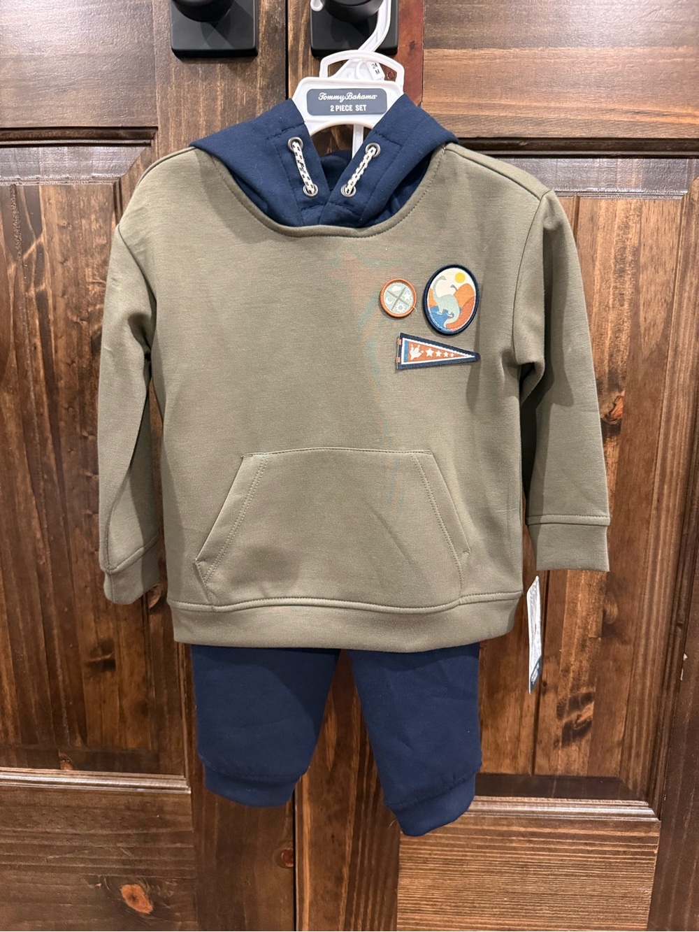 Tommy Bahama Boys Olive Green & Navy Hooded Sweatshirt and Pants Set